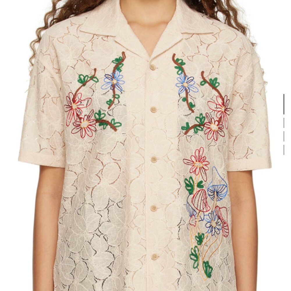 ANDERSSON BELL Beige Flower Mushroom Embroidered Shirt
